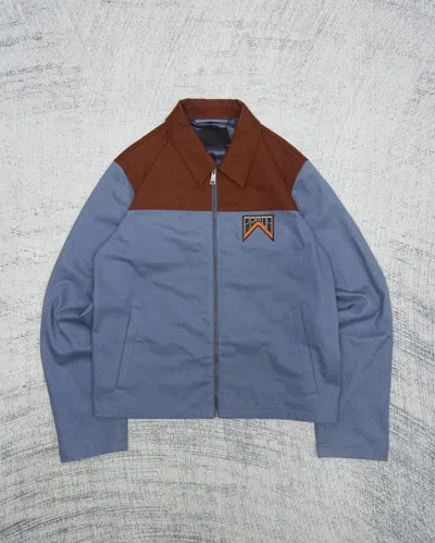 Pre-owned Prada (new)ss19 Logo Patch Work Jacket In Blue/brown