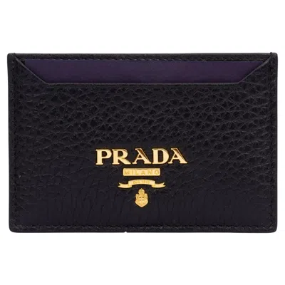 Pre-owned Prada Nib Credit Card Holder Black