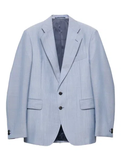 Prada Einreihige Jacke Aus Wolle Und Mohair In Blue