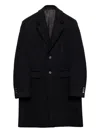 Prada Single-breasted Wool Blend Coat In Black
