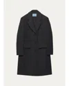 Prada Single-breasted Double Wool Coat In Gray