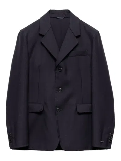 Prada Notch-lapels Three-button Blazer In Blue