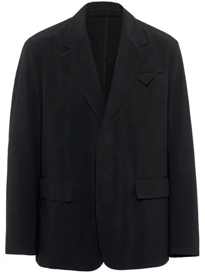 Prada Notched-lapels Single-breasted Blazer In Black