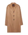 Prada Notched-lapels Wool Coat In Camel Brown