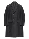 Prada Notched Wool Coat In Black