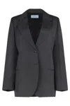 Prada Notched-lapels Wool Blazer In Gray