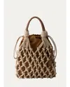 Prada Nou Macrame Top Handle Bag In Corda Brandy