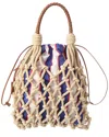 Prada Mesh Handbag With Braided Handles And Knotted Net Design In Brown