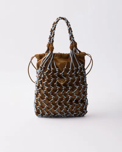 Prada Noué Kleine Tasche Aus Makramee Und Wildleder