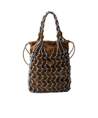 PRADA PRADA SMALL NOUÉ TWO-TONE MESH TOTE BAG