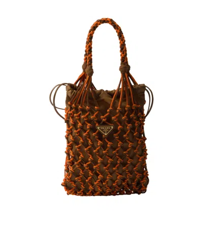 PRADA PRADA SMALL NOUÉ TWO-TONE MESH TOTE BAG