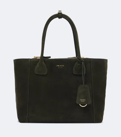 Prada Nova Large Suede Tote Bag In Green