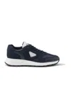 Prada Nubuck And Nylon High-top Sneakers In Baltic Sea Blue