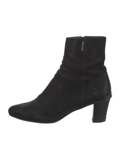 Pre-owned Prada Nubuck Boots In Black