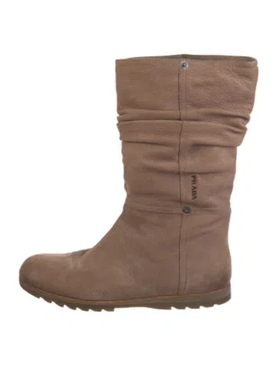 Pre-owned Prada Nubuck Boots In Brown