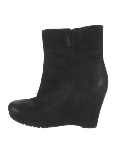 Pre-owned Prada Nubuck Distressed Accents Boots In Black