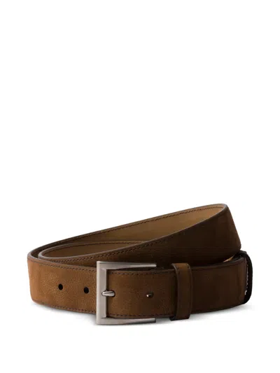 Prada Nubuck Leather Belt In Brown