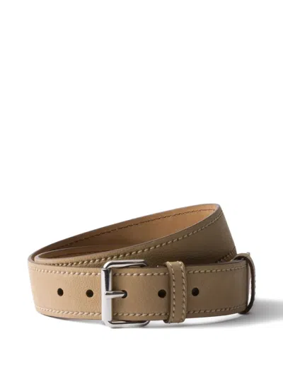 Prada Nubuck Leather Belt In Brown