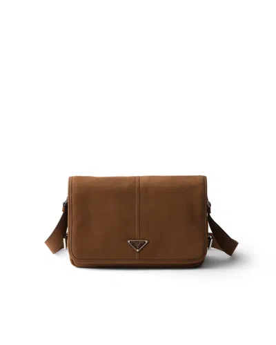 Prada Nubuck Leather Shoulder Bag In Purple