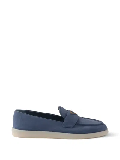 Prada Nubuck Loafers In Blue