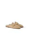 Prada Sand Suede Slippers In Brown