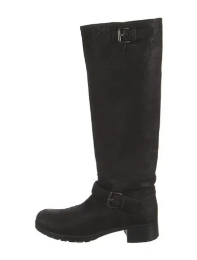 Pre-owned Prada Nubuck Riding Boots In Black
