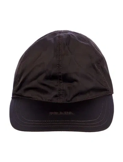 Pre-owned Prada Nylon And Leather Baseball Cap In Brown