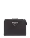 Prada Nylon & Leather Card Case In Black