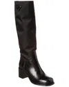 Prada Nylon & Leather Knee High Boot In Black