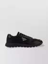 Prada Round Toe Low-top Sneakers Rubber Sole In Black