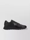 PRADA NYLON AND LEATHER SNEAKERS WITH FLAT SOLE
