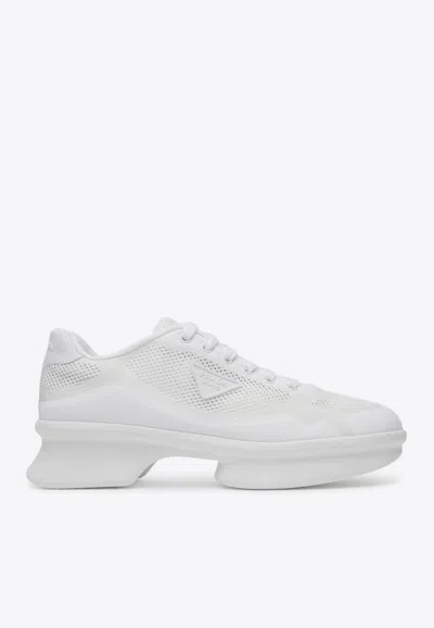 Prada Nylon And Mesh Low-top Sneakers In White