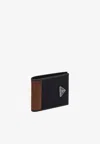 Prada Nylon And Suede Bi-fold Wallet In Blue