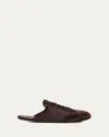 Prada Nylon And Suede Open-back Sneakers In Caffe