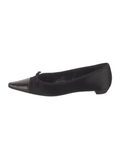 Pre-owned Prada Nylon Animal Print Ballet Flats In Black