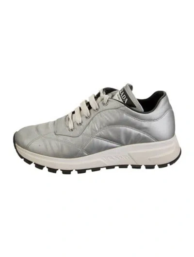 Pre-owned Prada Nylon Athletic Sneakers In Silver