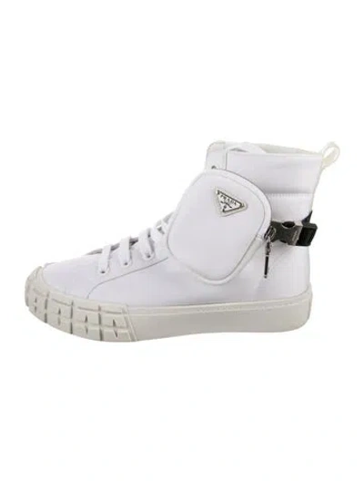 Pre-owned Prada Nylon Athletic Sneakers In White