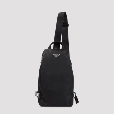 Prada Nylon Backpack, 18cm X 32cm X 10cm In Black