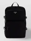 Prada Nylon Backpack With Top Handle And Front Zip In Black