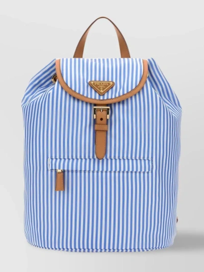 Prada Nylon Bag Striped Adjustable Straps In Blue