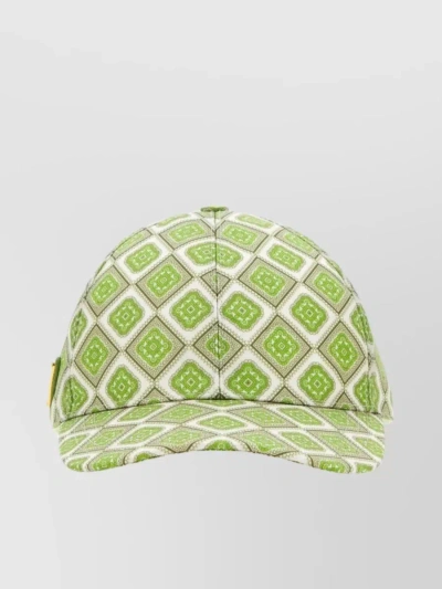 Prada Nylon Baseball Cap With Printed Geometric Design In Pastel