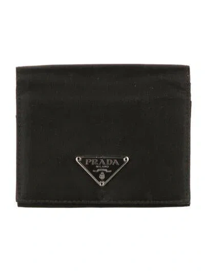Pre-owned Prada Nylon Bifold Wallet In Green