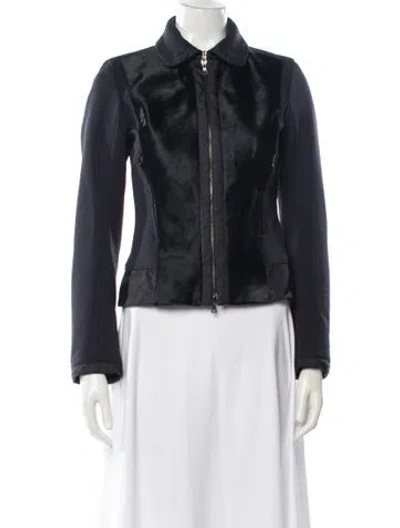 Pre-owned Prada Nylon Biker Jacket In Blue