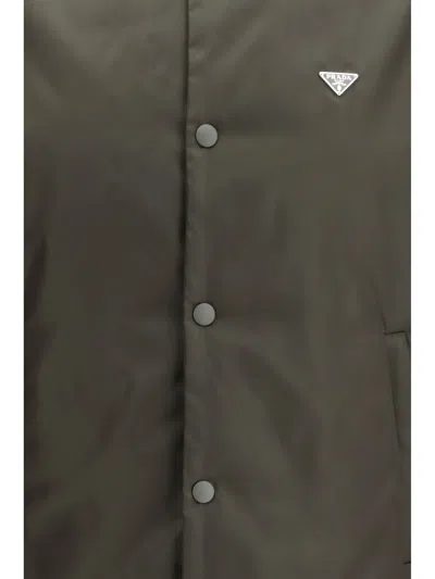 Prada Nylon Bomber Jacket In Green
