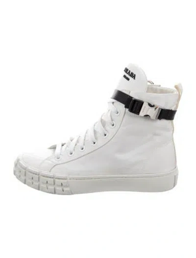 Pre-owned Prada Nylon Boots In White