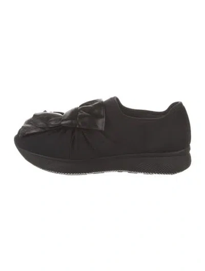 Pre-owned Prada Nylon Bow Accents Sneakers W/ Tags In Black