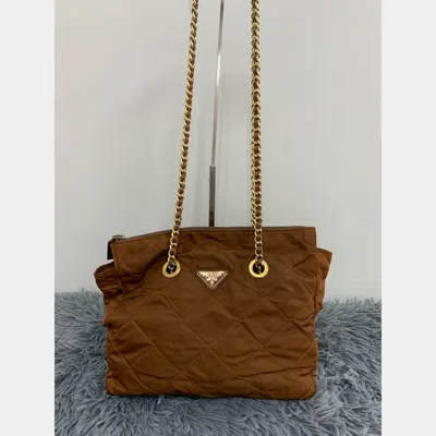 Pre-owned Prada Nylon Brown Chain Shoulder Bag