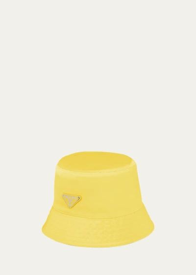 Prada Nylon Bucket Bag In Yellow