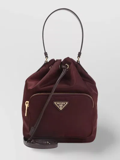 Prada Nylon Bucket Bag Leather Strap