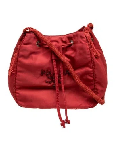 Pre-owned Prada Nylon Bucket Bag In Red